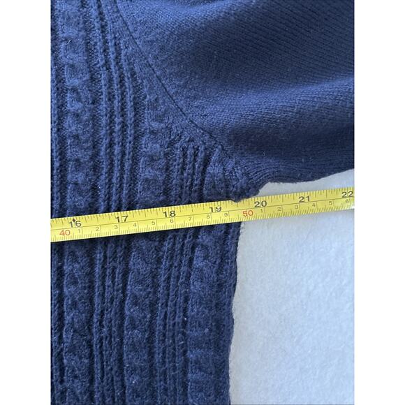 Talbots Cable Knit Sweater Womens M Navy Blue Button Shoulder Classiccore - Picture 3 of 6